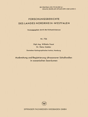 cover image of Ausbreitung und Registrierung ultrasonorer Schallwellen in ozeanischen Seeräumen